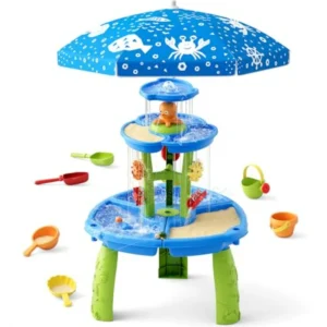 Water Table for Toddlers 3-5, 3-Tier 6 Zones Water Sand Table with Umbrella
