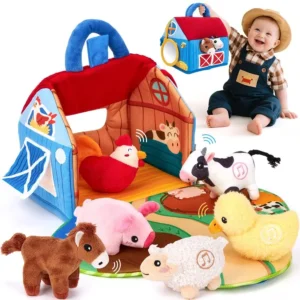 Barn with Stuffed Farm Animals with Real Sounds