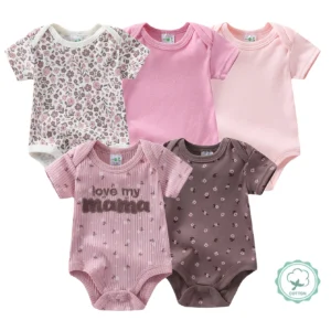 5pcs Set Baby Girl Short Sleeve Jumpsuit