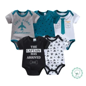 5pcs Baby Boy Short Sleeve Jumpsuits