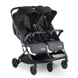 Side by Side Stroller Dual Snack Trays One Handed Fold Multi Reclining Seats Adjustable Leg Rests Zippered Storage Pockets