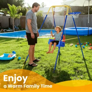 Toddler Swing Set with Basketball Hoop Safety Belt