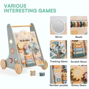 Wooden Baby Walker with Wheels Montessori Push Toys
