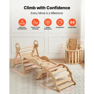 150 lbs Pikler Triangle Set 9-in-1 Toddler Climbing Toys
