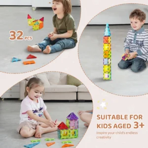 32PCS Light Magnetic Tiles Building Blocks Set