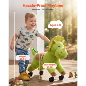 Kids Ride On Dinosaur Toys 360-Degree Flexible Smooth Wheels with Soft Seat for Children Toddlers