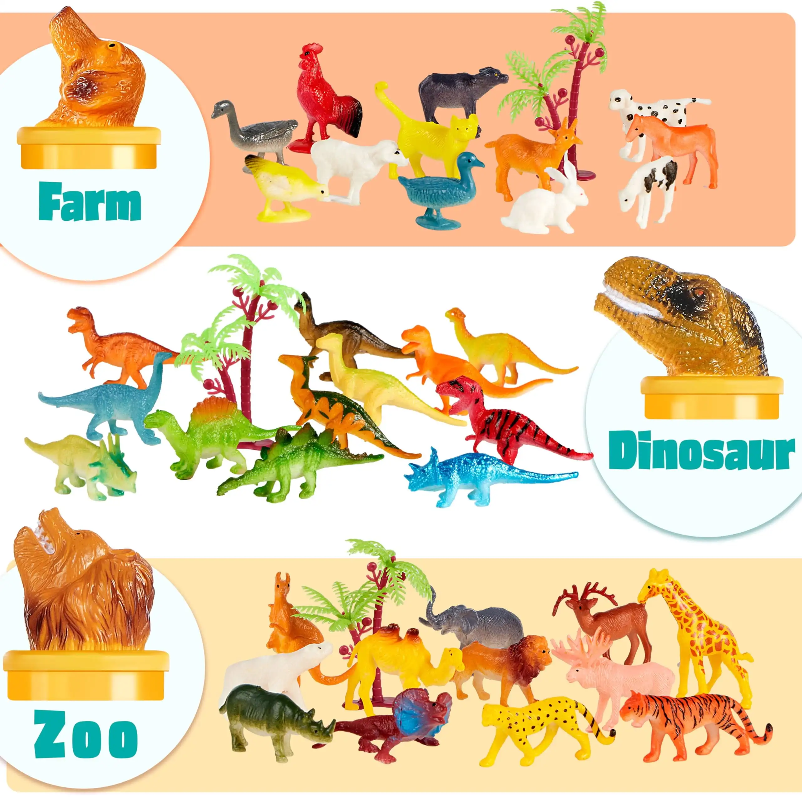 69Pcs Small Animal Figures Assorted Mini Plastic Animal Toy - Image 3