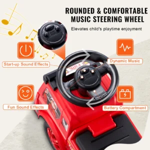 Ride On Push Car Kids Ride On Car with Music Steering Wheel & Under Seat Storage - Thumbnail Image 5