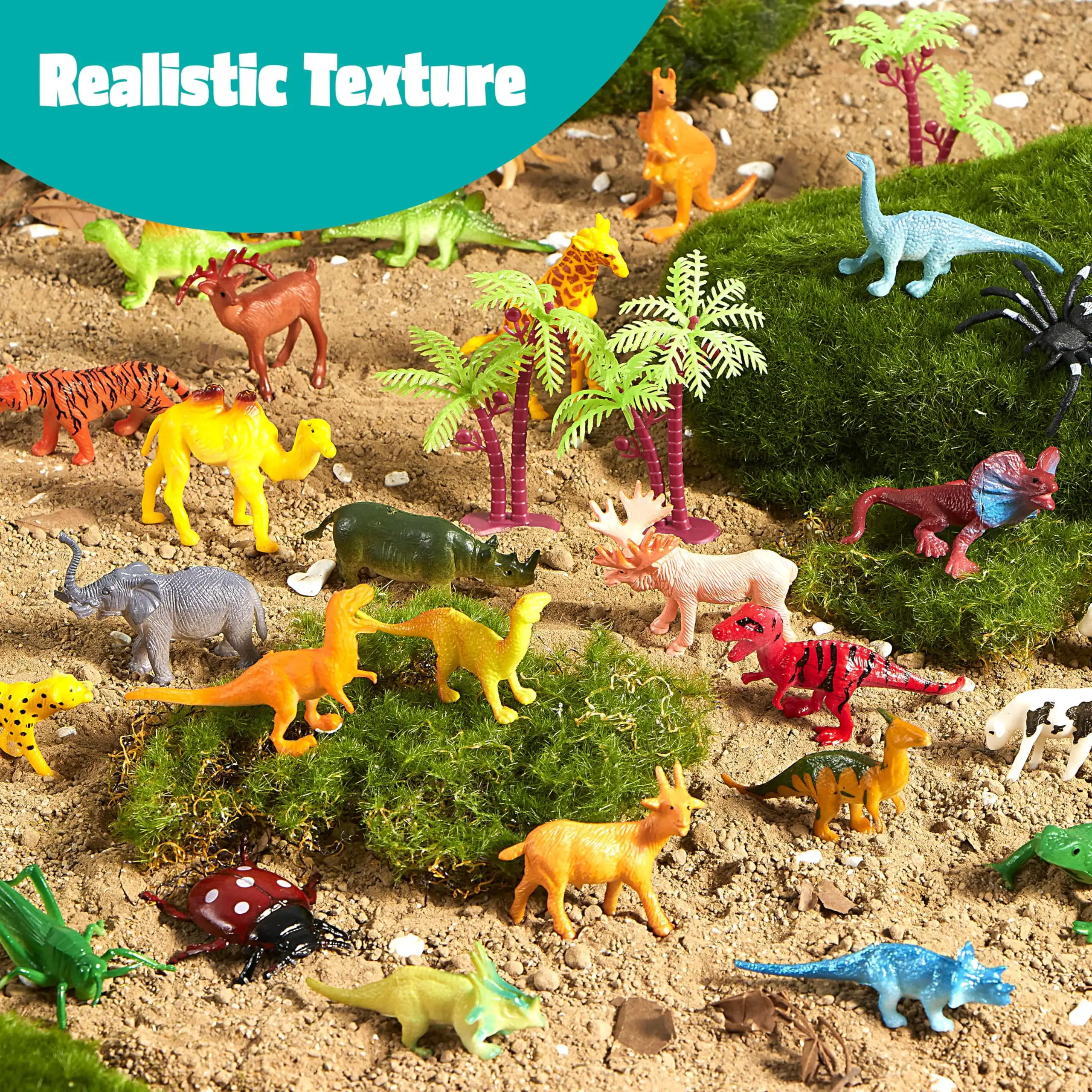 69Pcs Small Animal Figures Assorted Mini Plastic Animal Toy - Image 2
