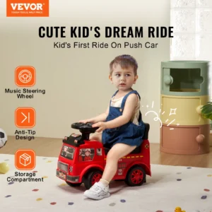 Ride On Push Car Kids Ride On Car with Music Steering Wheel & Under Seat Storage - Thumbnail Image 3