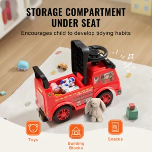 Ride On Push Car Kids Ride On Car with Music Steering Wheel & Under Seat Storage - Thumbnail Image 6
