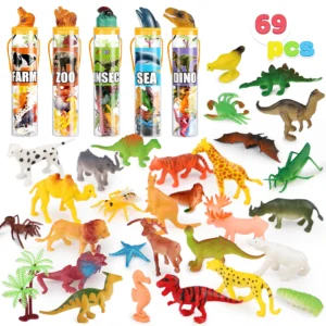 69Pcs Small Animal Figures Assorted Mini Plastic Animal Toy