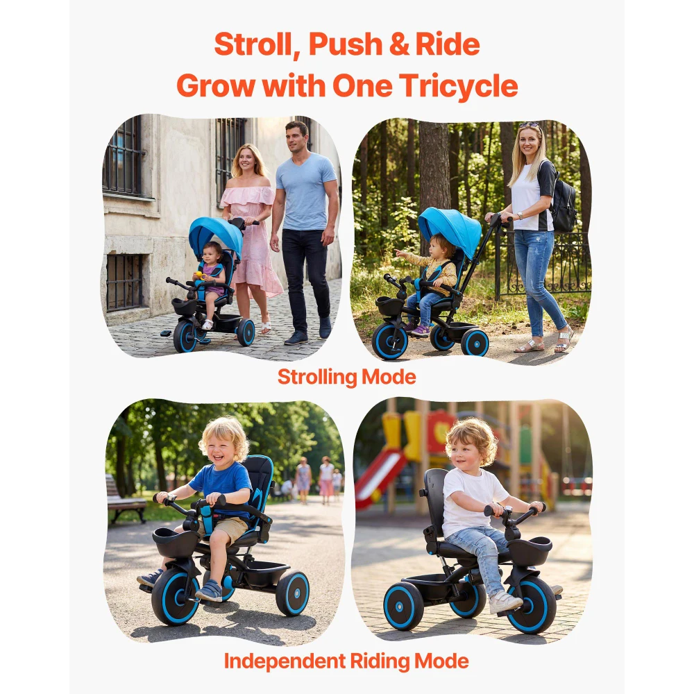 Toddler Tricycle & Stroller 6-in-1 Kids Trike - Image 5