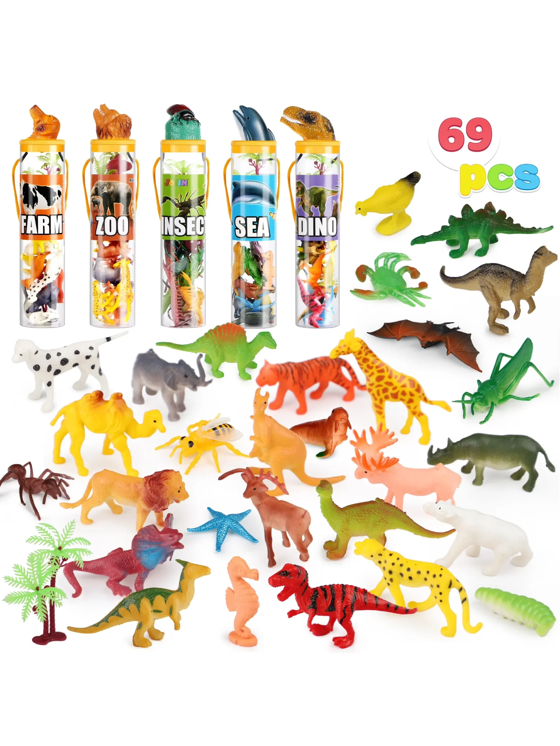 69Pcs Small Animal Figures Assorted Mini Plastic Animal Toy - Image 7