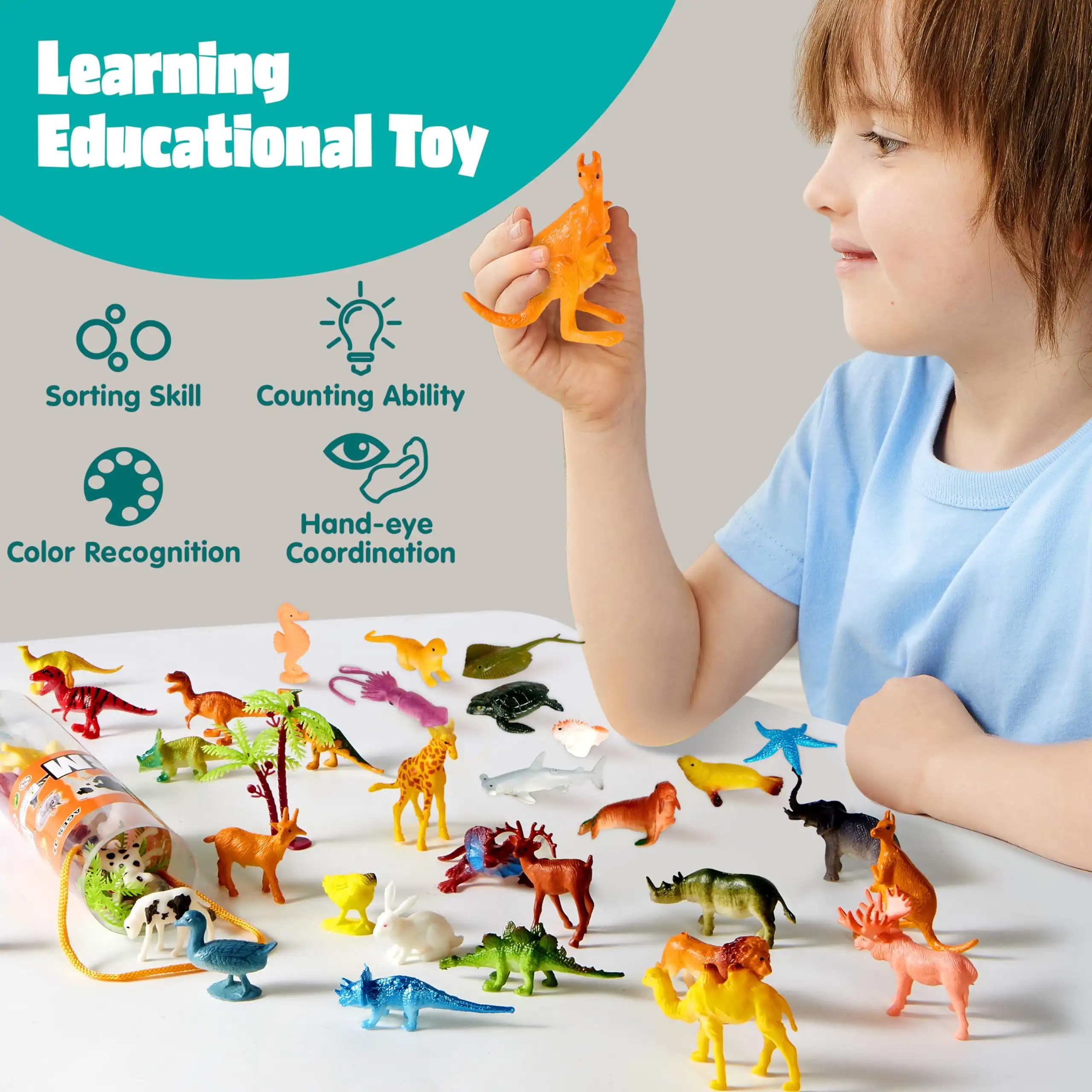 69Pcs Small Animal Figures Assorted Mini Plastic Animal Toy - Image 5
